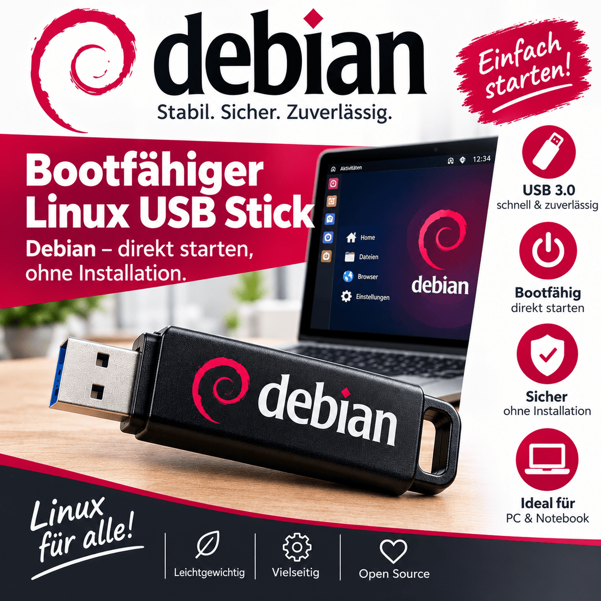 Debian Live 10.1.0 USB-Stick - LinuxToGo