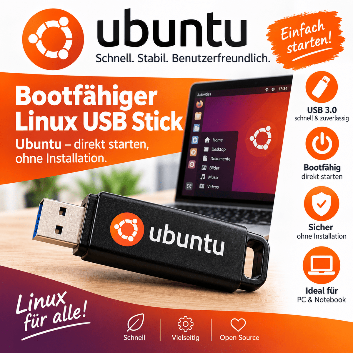 Ubuntu 19.04 Disco Dingo USB-Stick - LinuxToGo