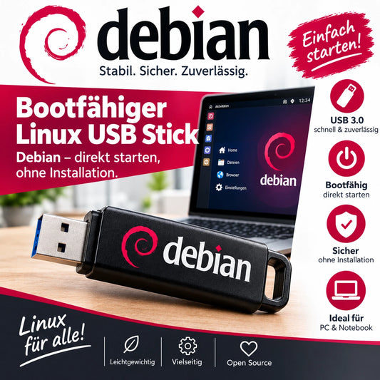 Bootfähiger USB 3.0-Stick mit Linux Debian 32GB
