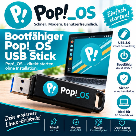 Bootfähiger USB 3.0-Stick mit PoP!_OS 32GB