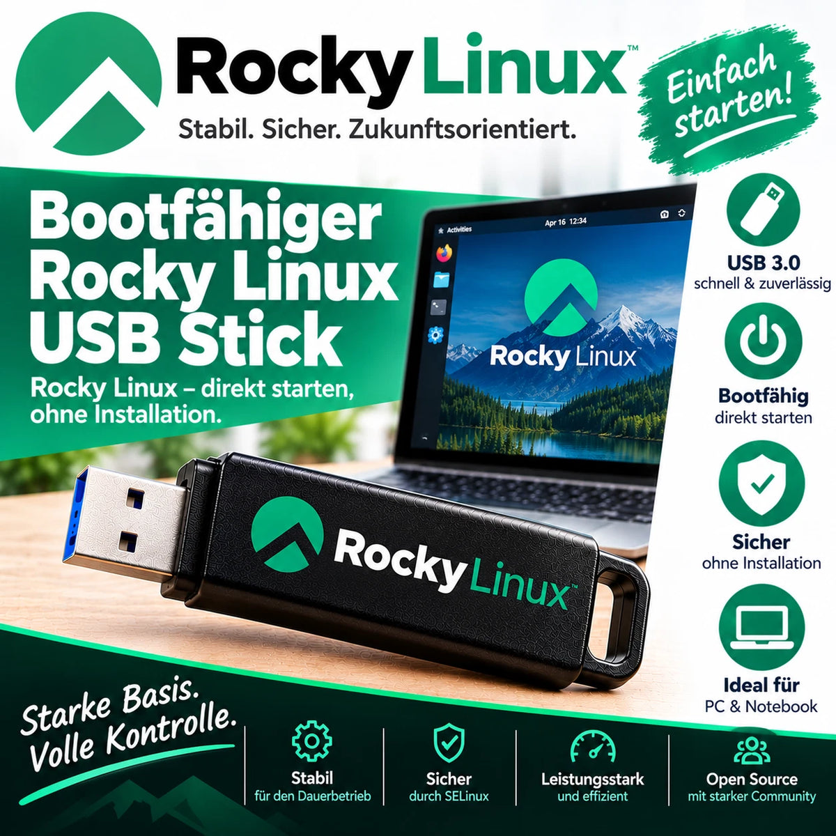 Bootfähiger USB 3.0-Stick mit Rocky Linux 32GB